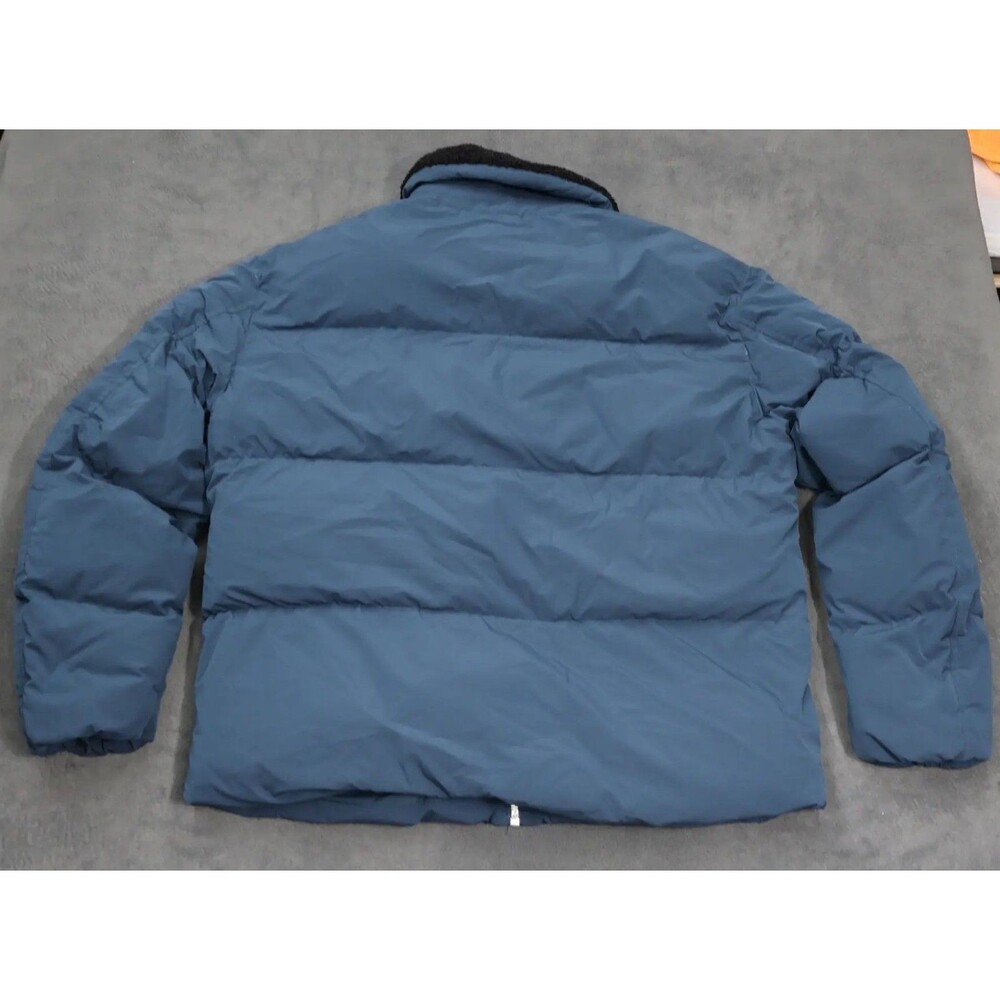 Zara Mens Puffer Bomber Jacket XL Blue Sherpa Lined Collar Full Zip Coat - Picture 7 of 16
